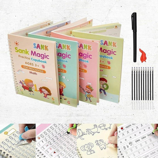 Buy 1 Set Get 1 Free (Set of 4) Sank Magic Book for Kids (1 pen 10 refills 1 grip)