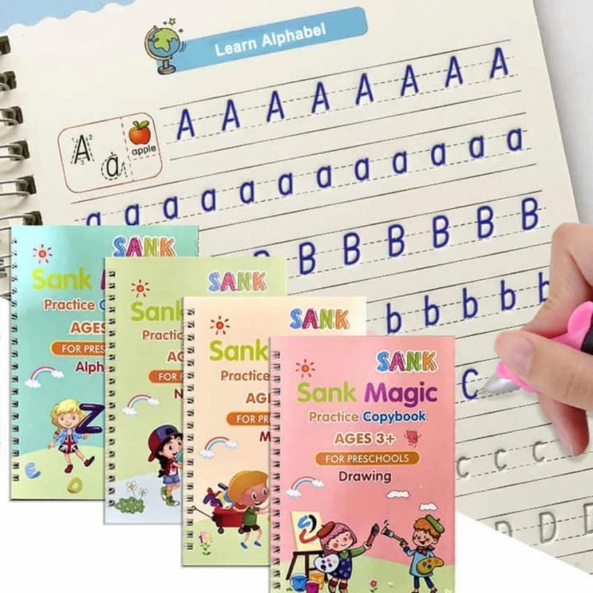 Buy 1 Set Get 1 Free  (Set of 4) Sank Magic Book for Kids (1 pen 10 refills 1 grip)