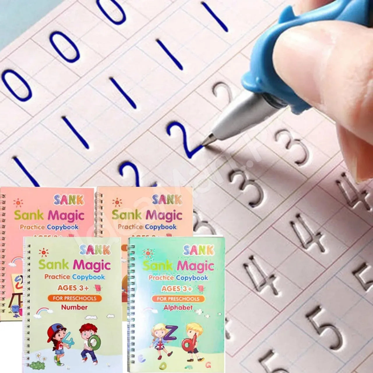 Buy 1 Set Get 1 Free  (Set of 4) Sank Magic Book for Kids (1 pen 10 refills 1 grip)