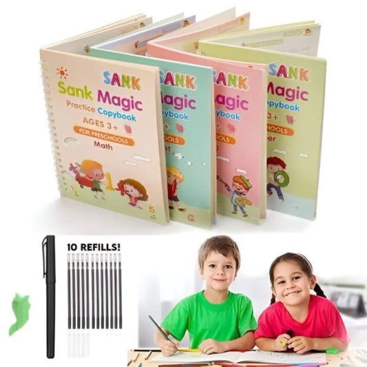 Buy 1 Set Get 1 Free  (Set of 4) Sank Magic Book for Kids (1 pen 10 refills 1 grip)