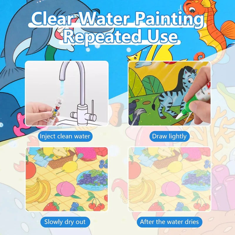 BUY 1 GET 1 FREE Reusable™️ 8 pages Magic Water Painting & Drawing Board Book + Doodle pen
